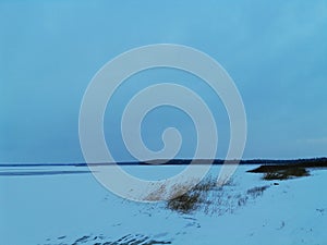 Rekyva lake during cloudy winter day