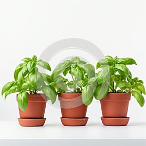 Relatable Personality: Three Pots Of Basil With Green Leaves