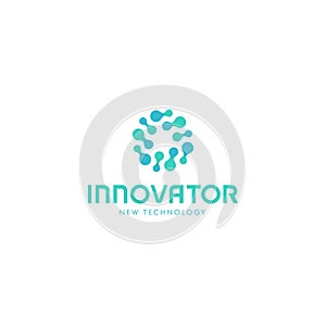 Related innovative abstract logo. New technology vector symbol. Innovator logotype.