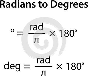 Relation between degree and radian. Vector illustration image