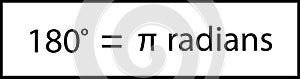 Relation between degree and radian. Vector illustration image