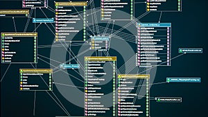 relational database table for web application. Technology background