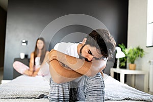 Relationship difficulties. Young couple having problems and conflicts