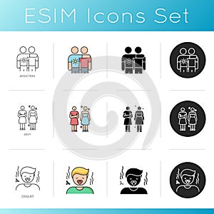 Relationship and emotions icons set