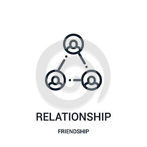 relationship icon vector from friendship collection. Thin line relationship outline icon vector illustration. Linear symbol for