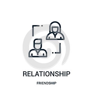 relationship icon vector from friendship collection. Thin line relationship outline icon vector illustration. Linear symbol for