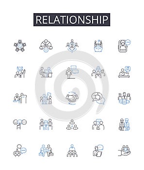 Relationship line icons collection. Friendship, Kinship, Partnership, Collaboration, Connection, Association, Alliance