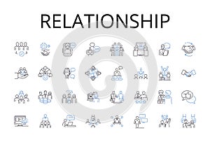 Relationship line icons collection. Friendship, Kinship, Partnership, Collaboration, Connection, Association, Alliance