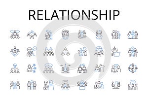 Relationship line icons collection. Friendship, Kinship, Partnership, Collaboration, Connection, Association, Alliance