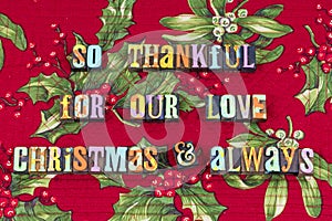 Relationship love joy hope Christmas typography