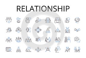 Relationship line icons collection. Friendship, Kinship, Partnership, Collaboration, Connection, Association, Alliance photo