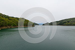 Relax autumn calm landscapes over the Pertusillo lake in val d'Agri, in the Province of Potenza, Basilicata, Italy