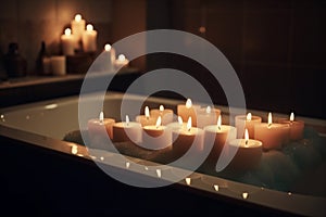 relax care candlelight light room bath relaxation candle wellness spa. Generative AI.