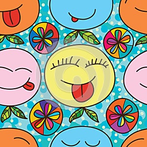 Relax cute face seamless pattern