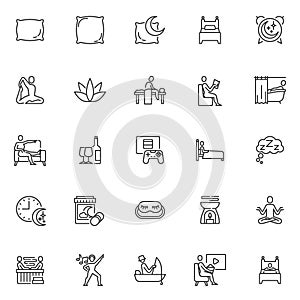 Relax and entertainment line icons set