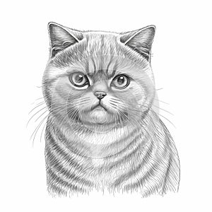 Relax with Exotic Shorthair Cat Sketch for Coloring Artistic Feline Illustration