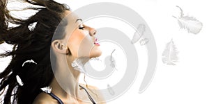 Relax girl and feather