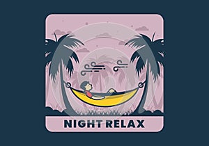 Relax on hammock flat illustration