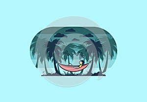 Relax on hammock flat illustration