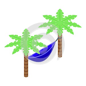 Relax hammock icon isometric vector. Downshifting work