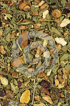 Relax herbal tea. Herbal tea background. Close up