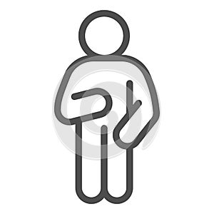 Relax man pose line icon. Man with arm down on the right and raised arm on the left outline style pictogram on white