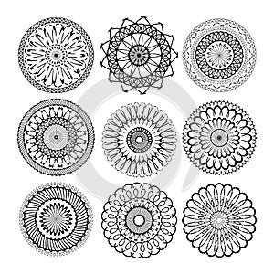 Relax mandala set. Abstract ethnic model mandalas mandalas with repeat geometric circle round ornament