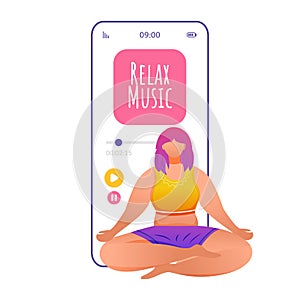 Relax music smartphone interface vector template