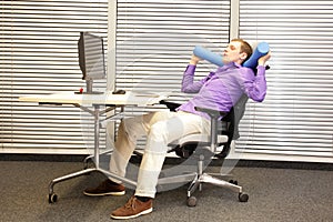 Relax in office work - man at working station