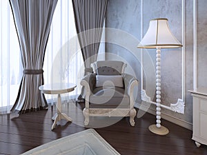 Relax place in neoclassic bedroom