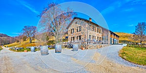 Relax in restaurant of Alpe Vicania, Vico Morcote, Switzerland