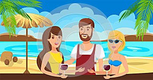 Relax Sea Resort Flat Vector Color Illustration