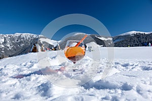 Relax on skis, sunny day on skis, Jasna, Low Tatras, Slovakia