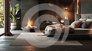 Relax and unwind in the comfort of your bedroom with the soft glow of a bioethanol fireplace casting a warm ambient