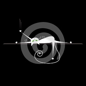 Relax. White cat on black