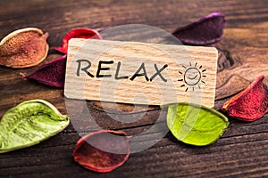 Relax word in card