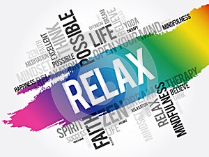 Relax word cloud collage