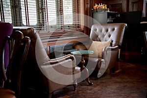 Relax zone in cafeteria decoration in vintage and luxury style w