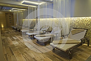 Relaxation area of a luxury health spa