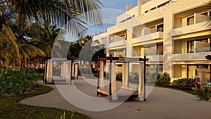 Relaxation area in the tourist village in mexico