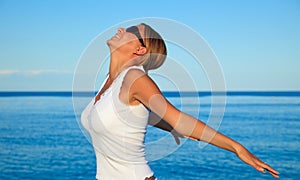 Relaxation exercise on beach