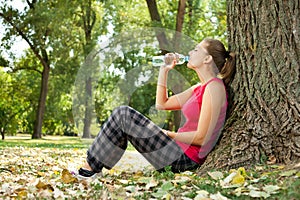 Relaxation girl in park