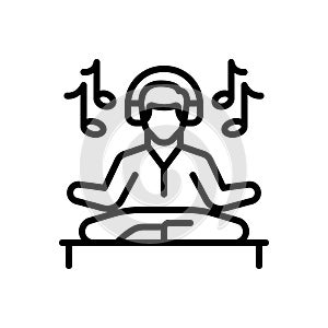 Black line icon for Relaxation, mental repose and stress photo