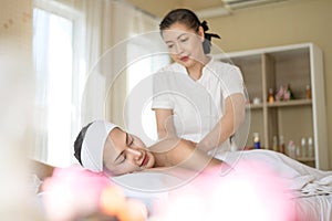 Relaxation and massage in the spa.