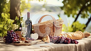 relaxation picnic basket with wine