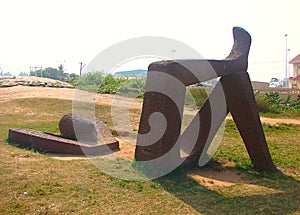 Relaxation Sculpture at Shankumugham Beach, Thiruvananthapuram, Kerala, India photo