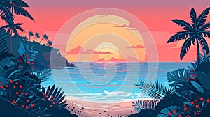 relaxation sea vibes flat design top view resort theme water color Triadic Color Scheme photo
