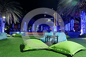 Relaxation sofa on artificial grass