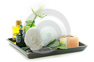 Relaxation spa set on a tray