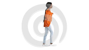Relaxed african american young woman dressed in bright casual cl